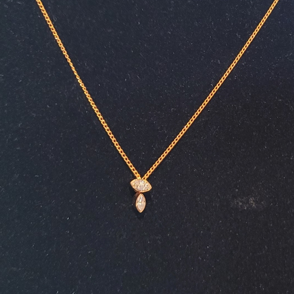 Vita Fede 24k Rose Gold Plated Elegant Gold Necklace with Crystal Accents New